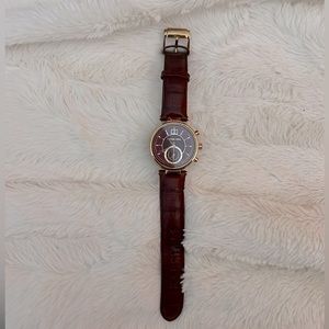michael kors red leather and gold watch